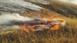 Bayburtun farklı köylerinde çıkan örtü yangınlarına müdahale edildi