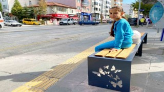 Bozüyükte ana caddeye yerleştirilen dekoratif banklar