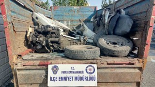 Çalınan otomobilden geriye parçaları kaldı