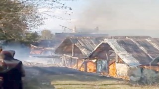 Düzcede çıkan yangında 5 samanlık küle döndü