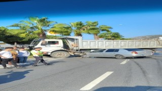Kamyona çarpan otomobilden burnu bile kanamadan kurtuldu
