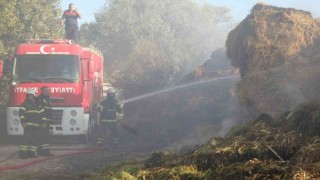 Kaynak makinesinden çıkan kıvılcımlar samanlığa sıçradı, 60 ton saman balyası yandı