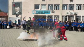 Köyceğizde yangın anı ve söndürme tatbikatı yapıldı
