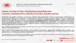 MSBden Irakın kuzeyine hava harekatı: 22 hedef imha edildi