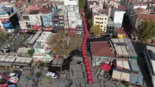 Pendikte 100 metrelik Türk bayrağı ile Cumhuriyet kutlaması