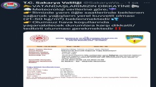 Sakaryada kuvvetli sağanak uyarısı