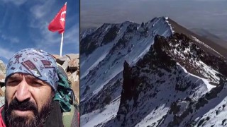 Sivaslı dağcı, 13 saatte tırmandığı 4 bin rakımlı zirveden İsrail'e seslendi