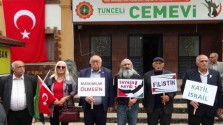 Tuncelide cemevinden İsraile protesto, Filistine destek