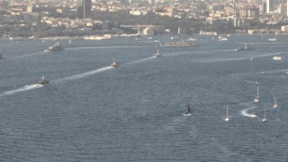Türk donanmasının İstanbul Boğazından geçişi havadan görüntülendi