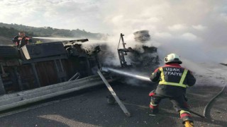 Uşakta yanan tırın sürücüsü viyadükten düşerek hayatını kaybetti
