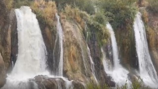 Yağan yağmurlar Muradiye Şelalesini coşturdu