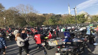 Yüzlerce motosikletli Filistine destek için konvoyda buluştu