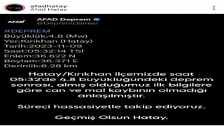 AFAD, 4,8lik depremde can ve mal kaybı olmadığını açıkladı