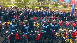 Bakan Şimşek, emniyet personeline bisiklet dağıtım törenine katıldı