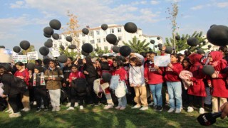 Batmanda Filistinli çocuklar için gökyüzüne siyah balon bırakıldı