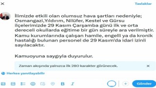 Bursada 5 ilçede okullar tatil edildi