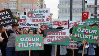 Çanakkalede AK Partili Gençler, Filistine destek yürüyüşü düzenledi