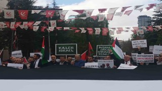 Dışişleri Bakanlığı önünde ABDli Bakan Blinkene Filistin protestosu