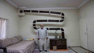 77 yaşındaki yaşlı adamdan soğuğa ilginç çözüm
