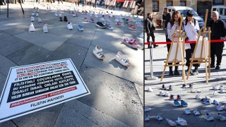 Gaziantep’te İsrail’in saldırılarına ”ayakkabılı” tepki