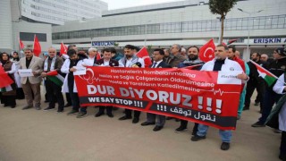 Gaziantepte sağlık çalışanları Gazzedeki vahşete dur dedi