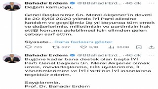 İYİ Partili Bahadır Erdem partisinden istifa etti