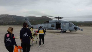 Kalp krizi geçiren vatandaş, askeri helikopter ile hastaneye ulaştırıldı