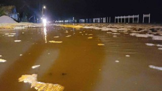 Kastamonuda deniz kara ile birleşti, yol su altında kaldı