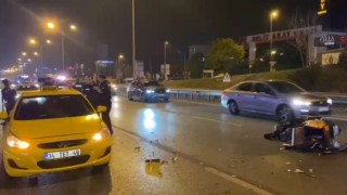 Maltepede motosiklet ticari taksiye arkadan çarptı: 1 ağır yaralı