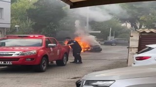 Milasta otomobil alev topuna döndü