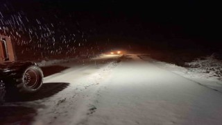 Siirtte kar yağışı nedeniyle araçlar yolda mahsur kaldı