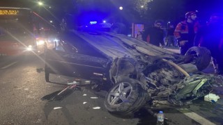 Takla atan otomobil metrelerce sürüklendi: 1 yaralı