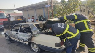 Yanan otomobilde maddi hasar oluştu