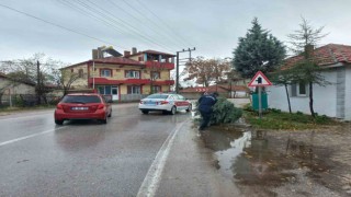 Yola devrilen ağacı jandarma ekipleri kaldırdı