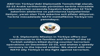 ABD Büyükelçiliğinden şehitler için taziye mesajı