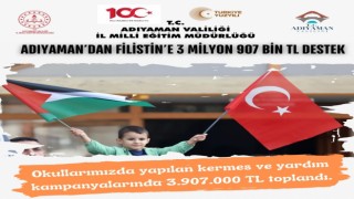 Adıyamanda ki okullardan Filistine 3 milyon 907 bin TL destek