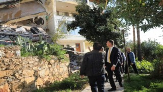 Alanyada yıkılan binada inceleme