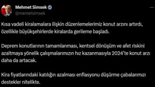 Bakan Şimşek: “Kira fiyatlarının azalması enflasyonu düşürme çabalarımızı destekliyor”