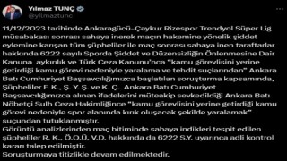 Bakan Tunç, Ankaragücü Başkanı Koca ve 2 kişinin tutuklandığını duyurdu