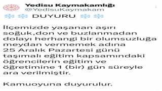 Bingölde iki ilçede daha taşımalı eğitime 1 gün ara verildi