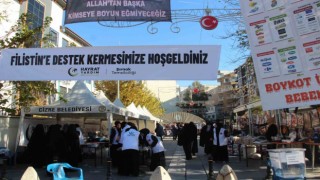 Cizrede Gazze yararına yardım çadırı kuruldu