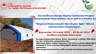 Depremde ahırları zarar gören besicilere çadır ahır desteği