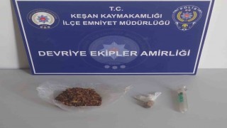 Keşanda üzerinde uyuşturucu yakalanan şüpheli gözaltına alındı