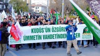 Konyada Gazzeye destek yürüyüşü