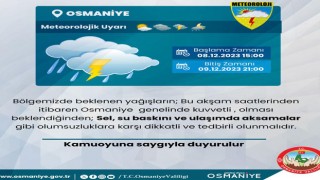 Osmaniye'de kuvvetli sağanak yağış uyarısı