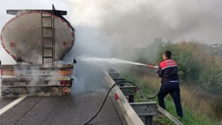 Osmaniye'de seyir halindeki tankerde yangın