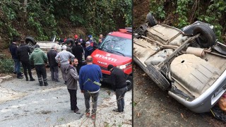 Rize'de otomobil şarampole yuvarlandı: 3 ağır yaralı