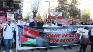 Siirtte sağlık çalışanları 7 haftadır Filistine destek için sessiz yürüyüş yapıyor