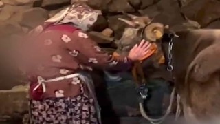 Umreye gitmek için ineğiyle vedalaşan Erzurumlu Nine duygulandırmıştı