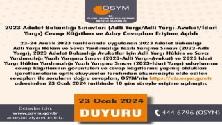 2023 Adalet Bakanlığı sınav sonuçları açıklandı